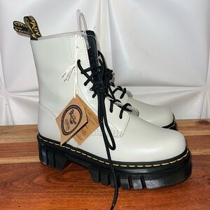 Beautiful Dr. Martens bone Platform Boots with Black Soles